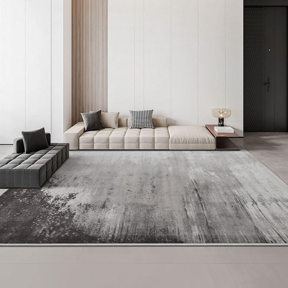 Tapis de salon gris lavable pour créer un coin lecture cosy
