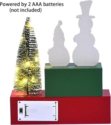 Miniatura 3 de Decoración de Navidad para interiores, letrero de mesa de Navidad de muñeco de nieve de madera, decoración de mesa de árbol de Navidad iluminada