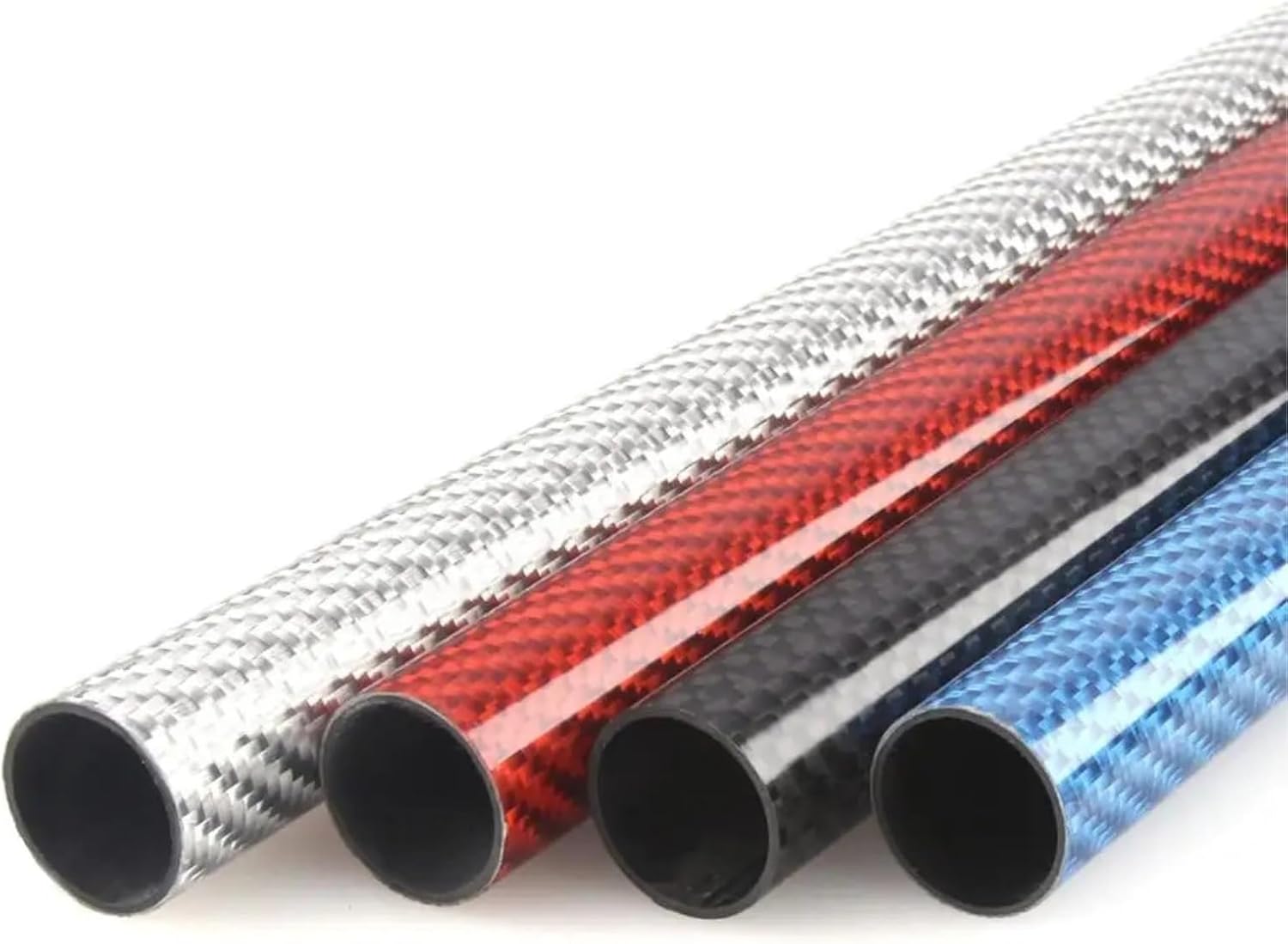 2Pcs 500mm Carbon Fiber Tube 3K Glossy Surface Blue Red Silver Diameter 10mm 12mm 14mm 16mm 18mm 20mm 22mm 24mm 26mm 28mm(14x12mm Red)