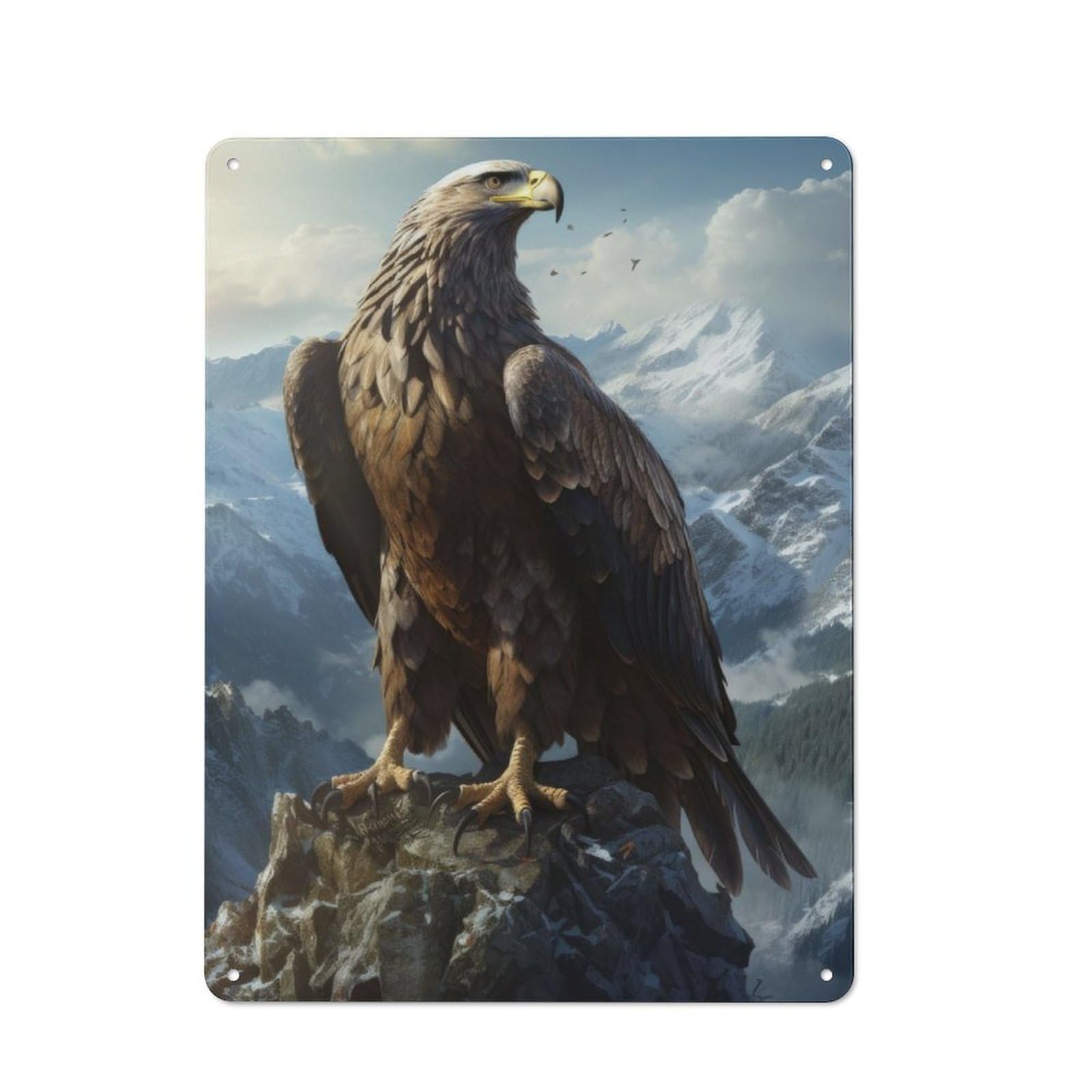 Junmoney Eagle On Mountain Top Retro Tin Wall Plaque 40X30cm Featuring For Pub Or Café, New-Space Wall Decor For Pub Decor Enthusiasts