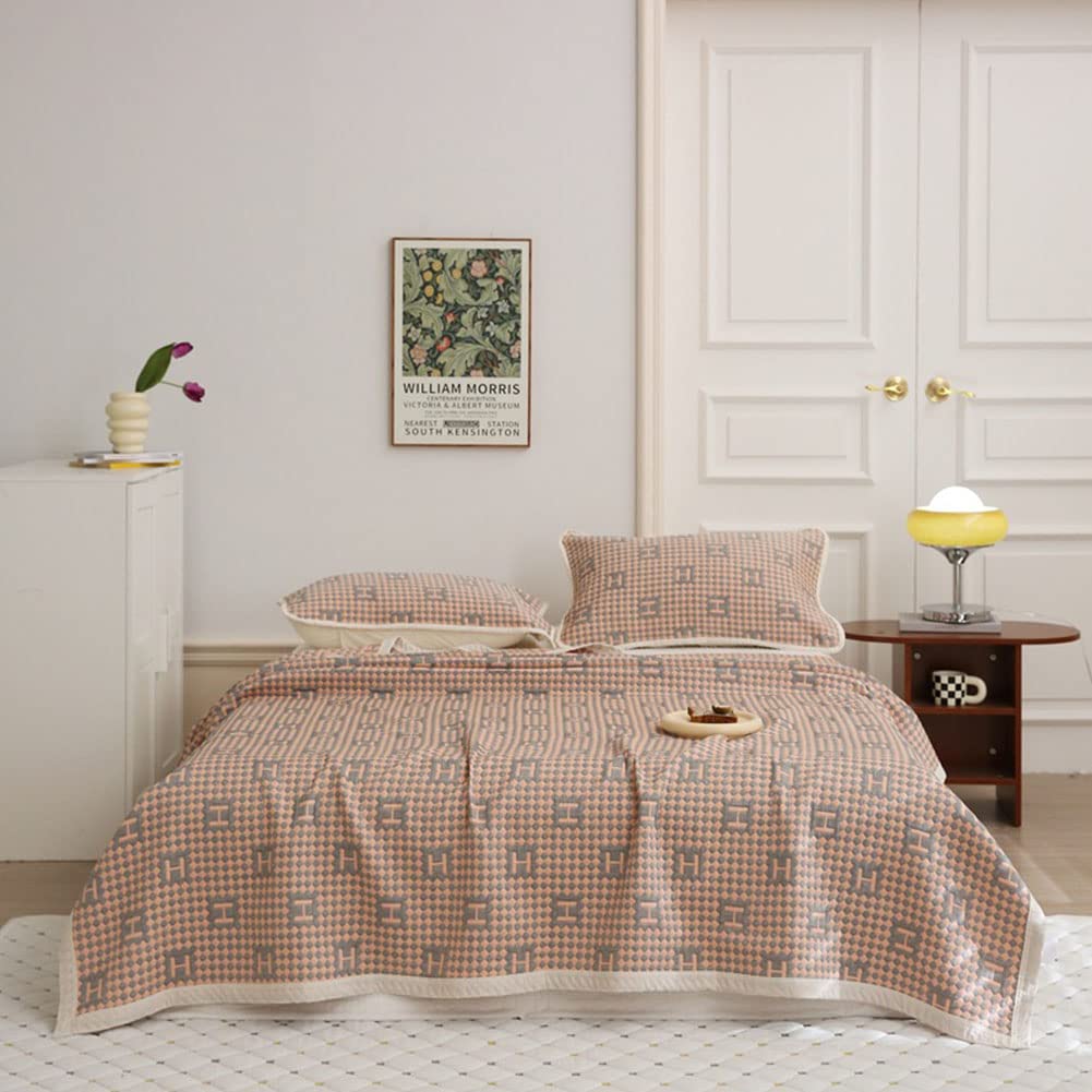 Manta jacquard de algodón de punto para estudiante, 100 x 150 cm, manta de verano para sala de estar, sofá, dormitorio, oficina, coche, estudio