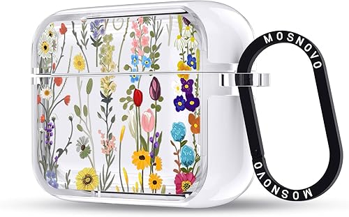 Miniatura 251 de MOSNOVO Funda protectora transparente para AirPods Pro 3, con anillo de metal duro de lujo de doble capa a prueba de golpes, diseñado para AirPods