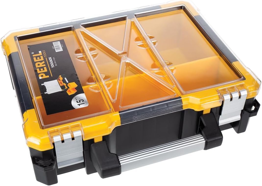 Perel OSC15 15-Inch Plastic Storage Case with Removable Bins