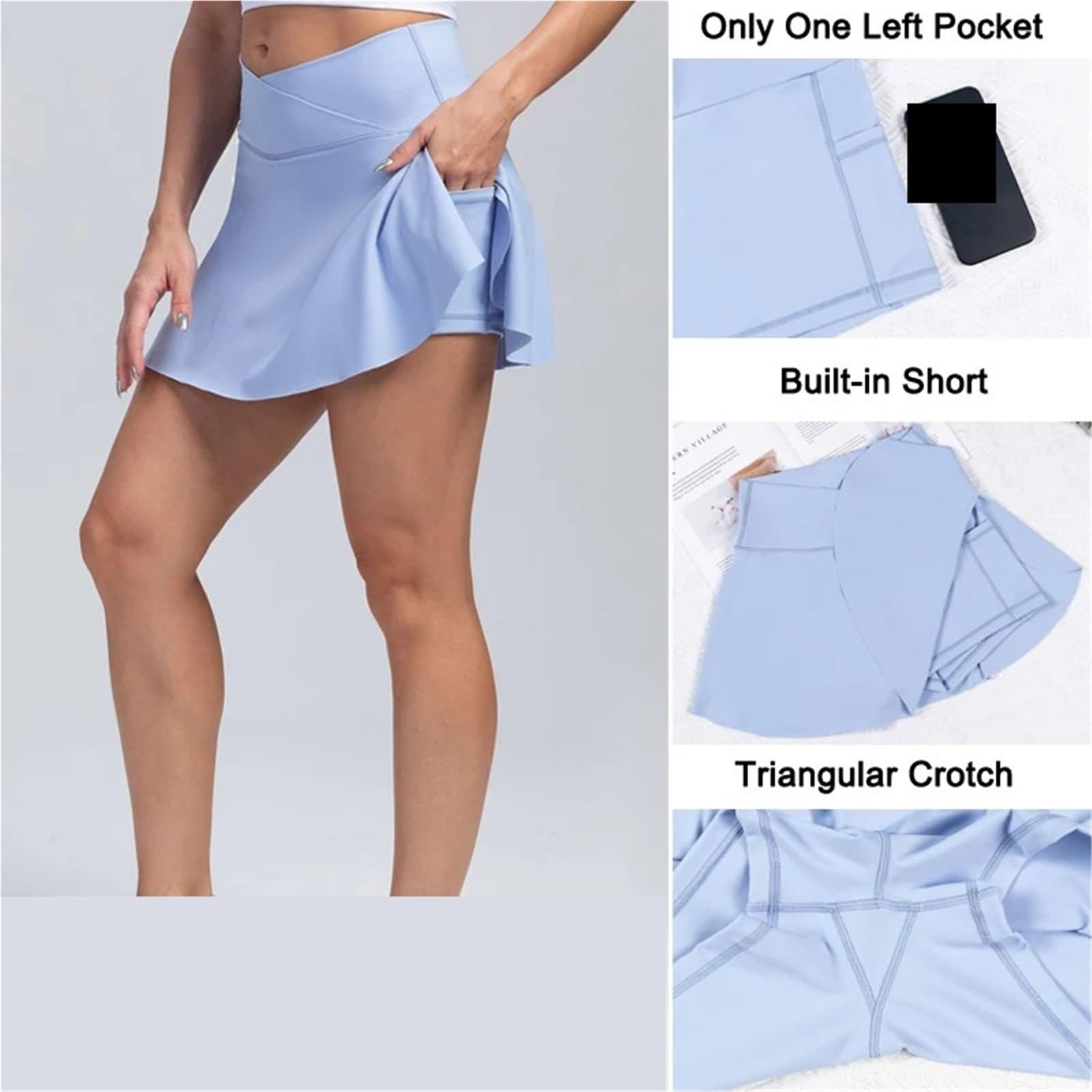 Damen-Tennisrock aus Nylon-Spandex mit Shorts