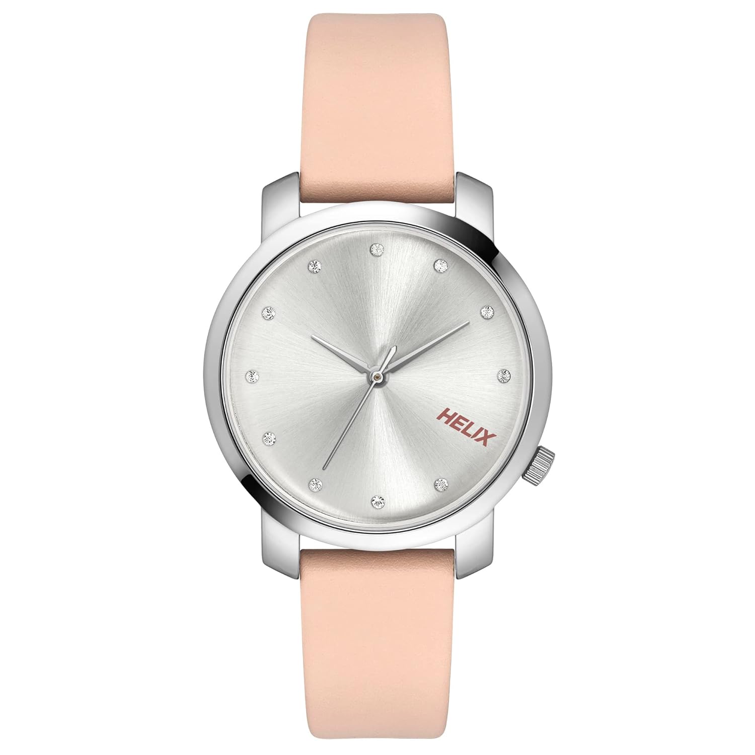 Helix by Timex Analog Watch for Women with Silver Round Dial & Pink Leather Strap Band Water Resistant Women’s Wrist Watches – TW032HL32