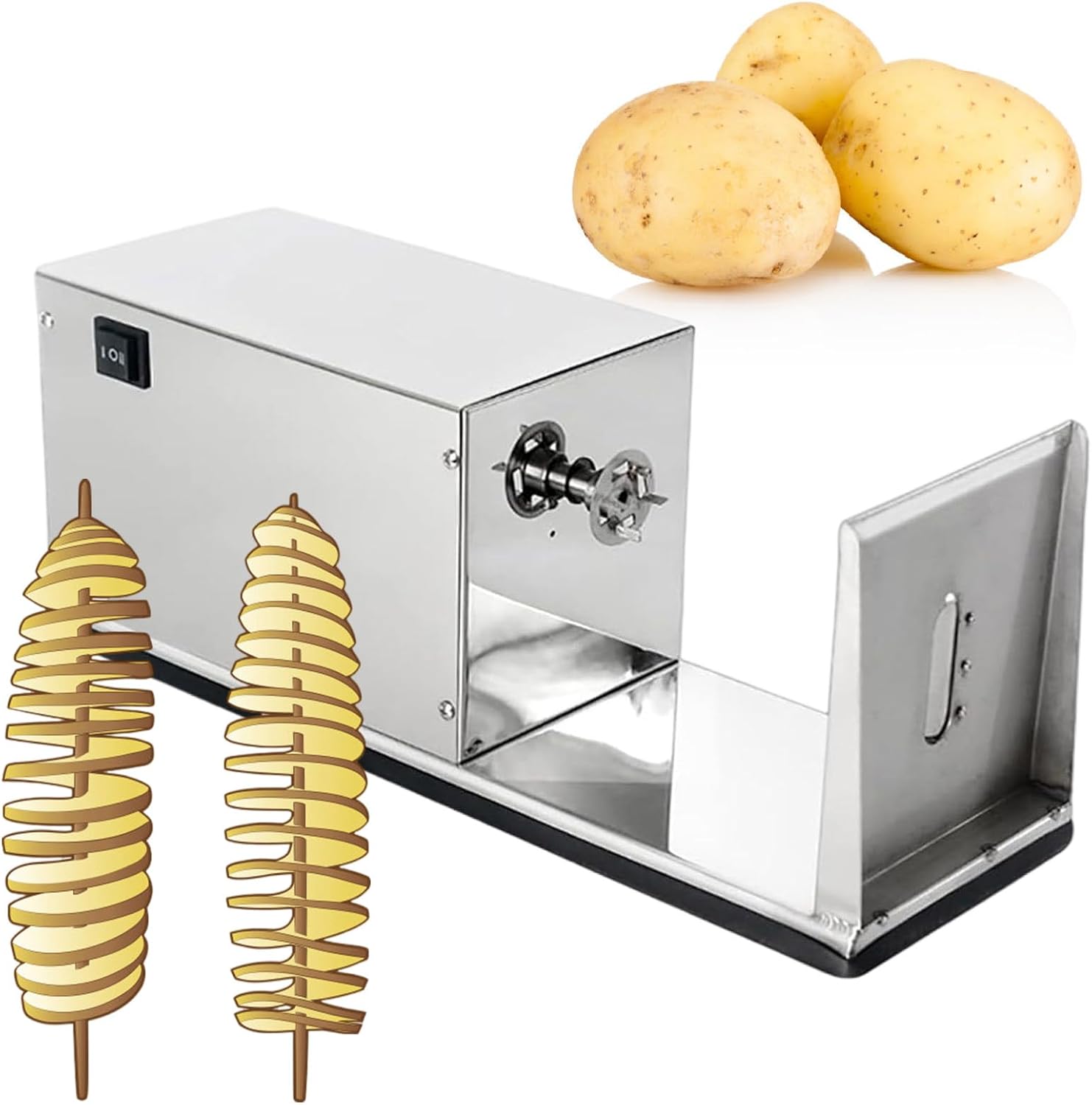 Commercial-Potato-Slicer,-Electric-Tornado-Potatoes-Spiral-Cutter,-French-Fry-Machine-Stainless-Steel-for-Home-Commercial-Use