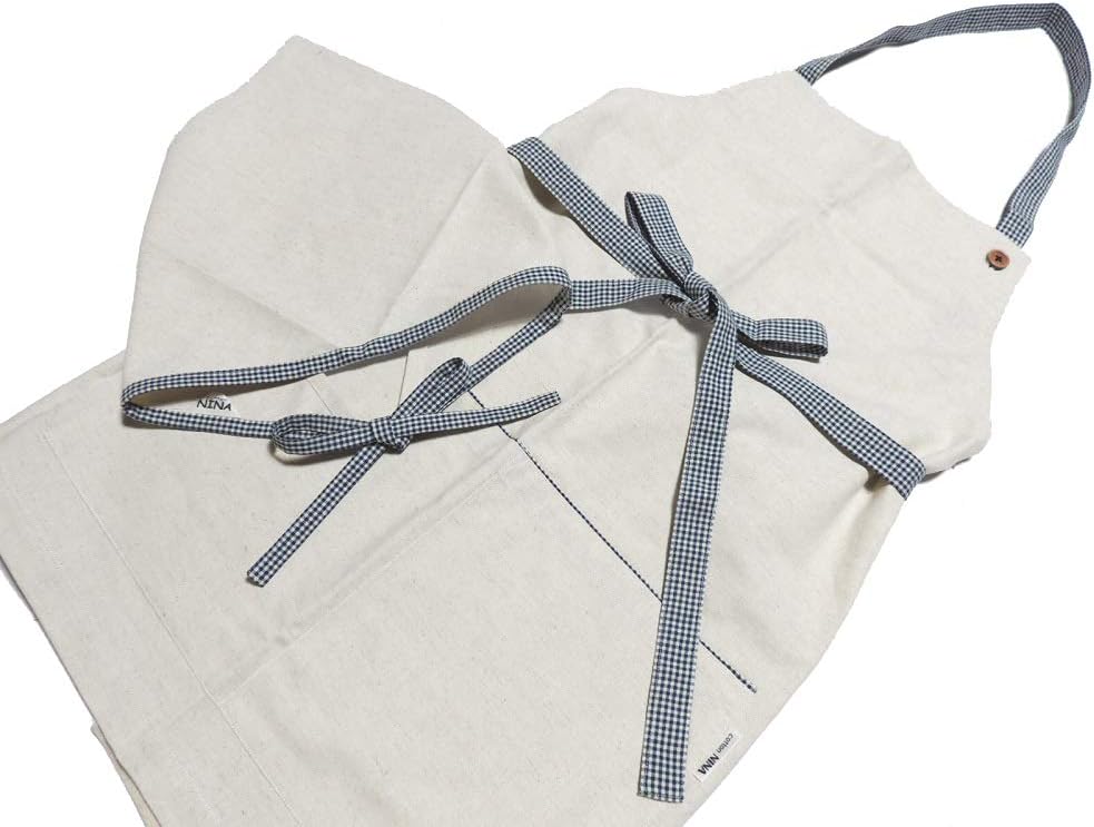 [cottonNINA] ショートエプロン＆三角巾 M/ロング/紐タイプセット 大人用 ASASET-MLH