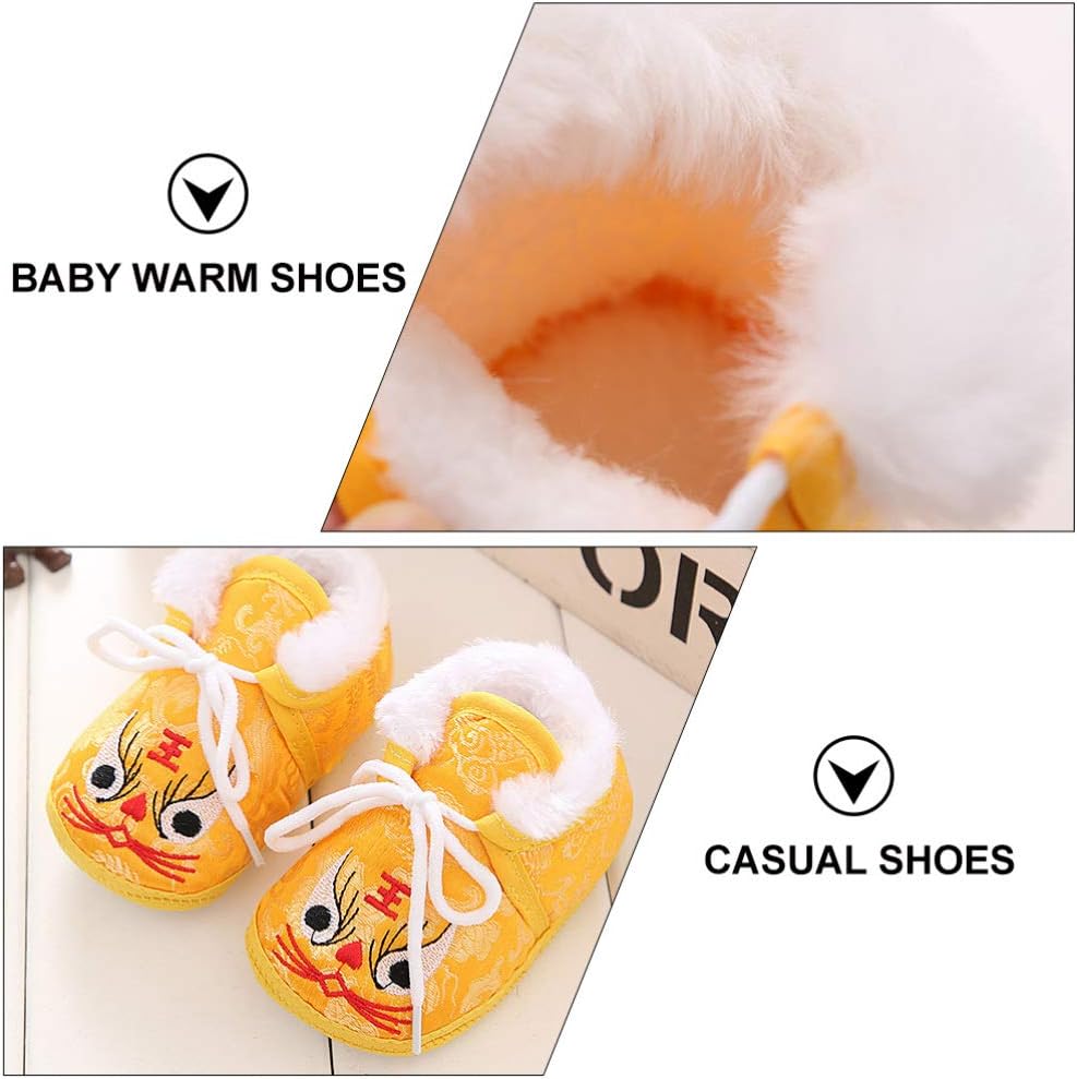 Children Winter Tiger Shoes 4us 1 Pair Pleuche Warm Footwear White
