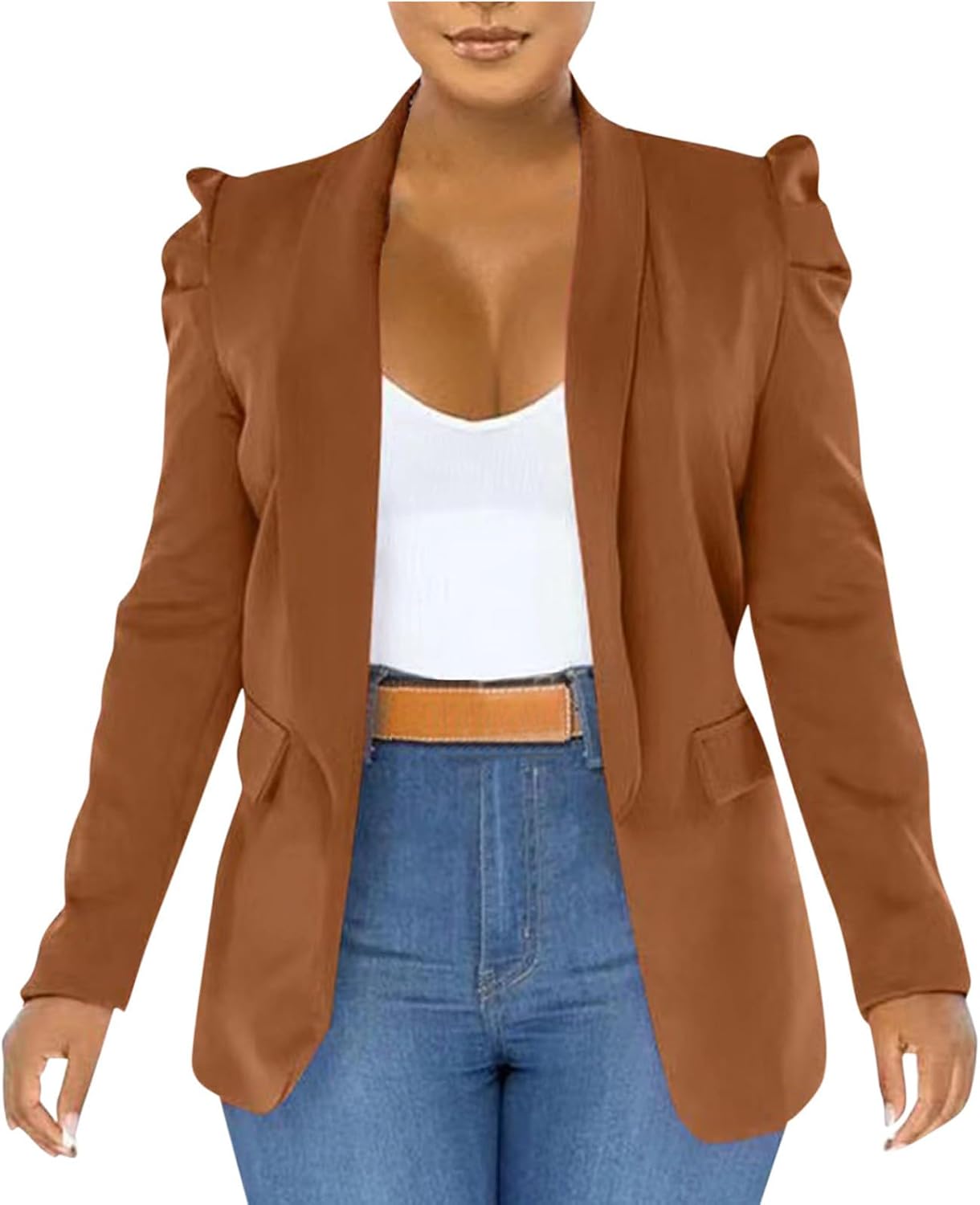Puff Sleeve Blazers for Women 2023 Pad Shoulder Open Jamaica Ubuy
