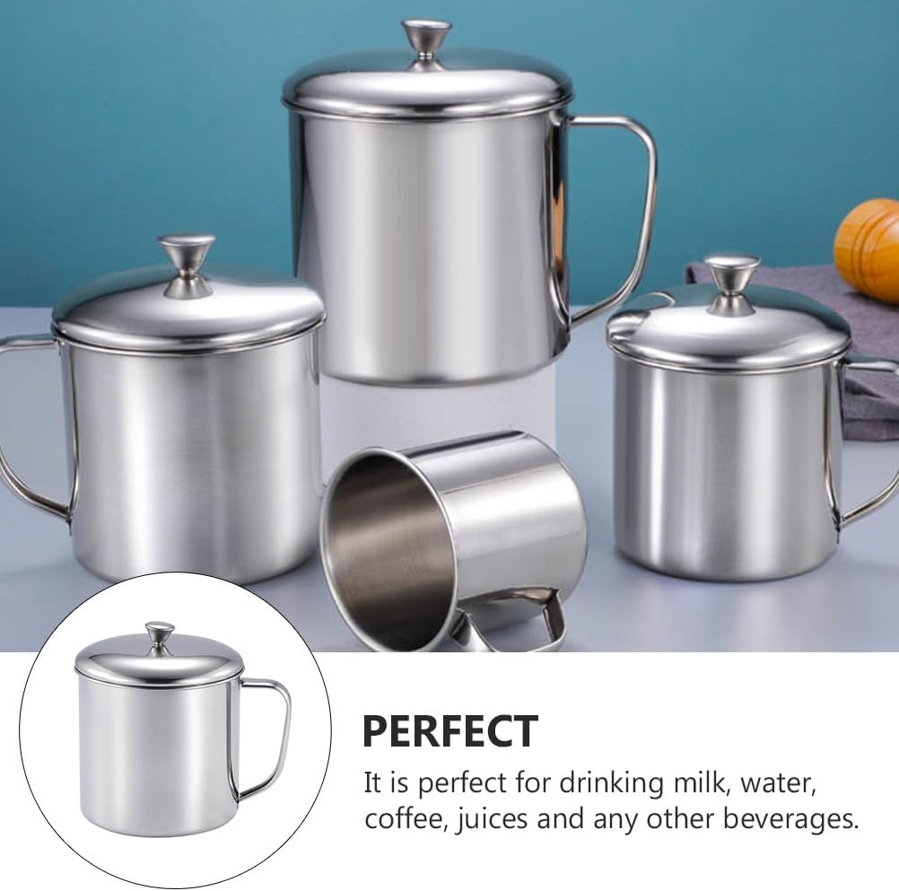 1pc Stainless Steel Milk Cup Rustproof Tea Cup with Lid Milk Cups Travel Beverage Mug Stainless Steel Cup Water Mug Drinking Cup for Home Camping - Image 7