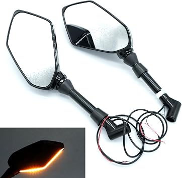 Motorcycle Mirrors with Turn Signals 8MM 10MM Universal Mirrors Compatible With Street Bikes Cruiser Scooters