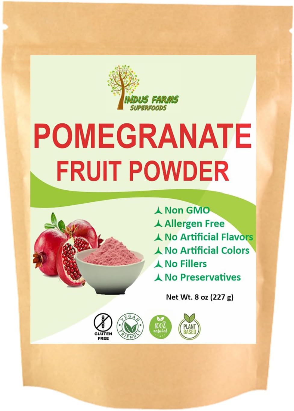 100% Pure Pomegranate fruit Powder, 8 oz, Eco-friendly pouch, Air tight & Resealable