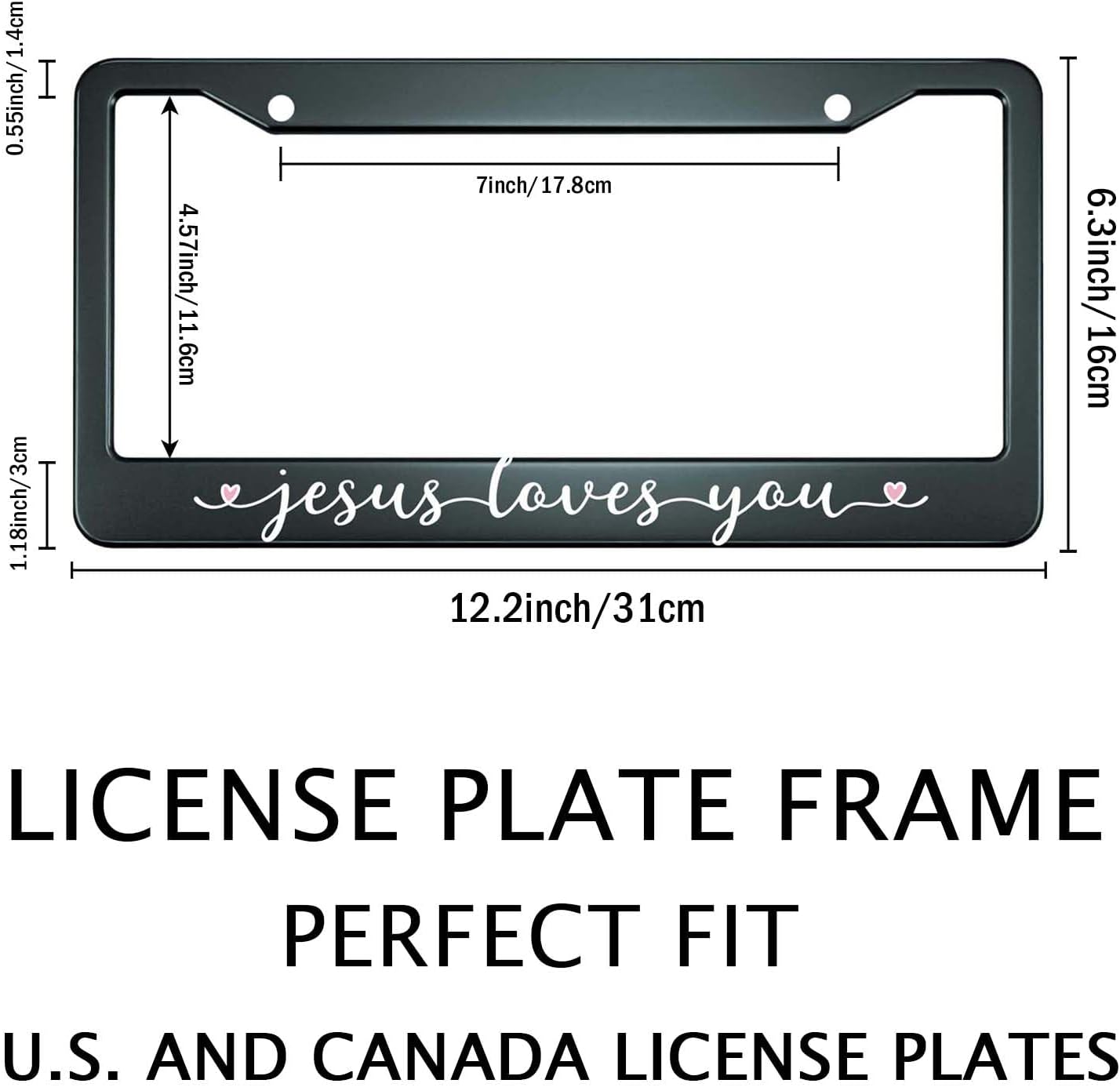 Smooffly Jesus Loves You Quote Personalise License Plate Frames Metal License Plate Frame Car Universal Accessories Stainless Steel Cars Decor Fits Standard US Vehicles Size 12.2 x 6.3 Inch