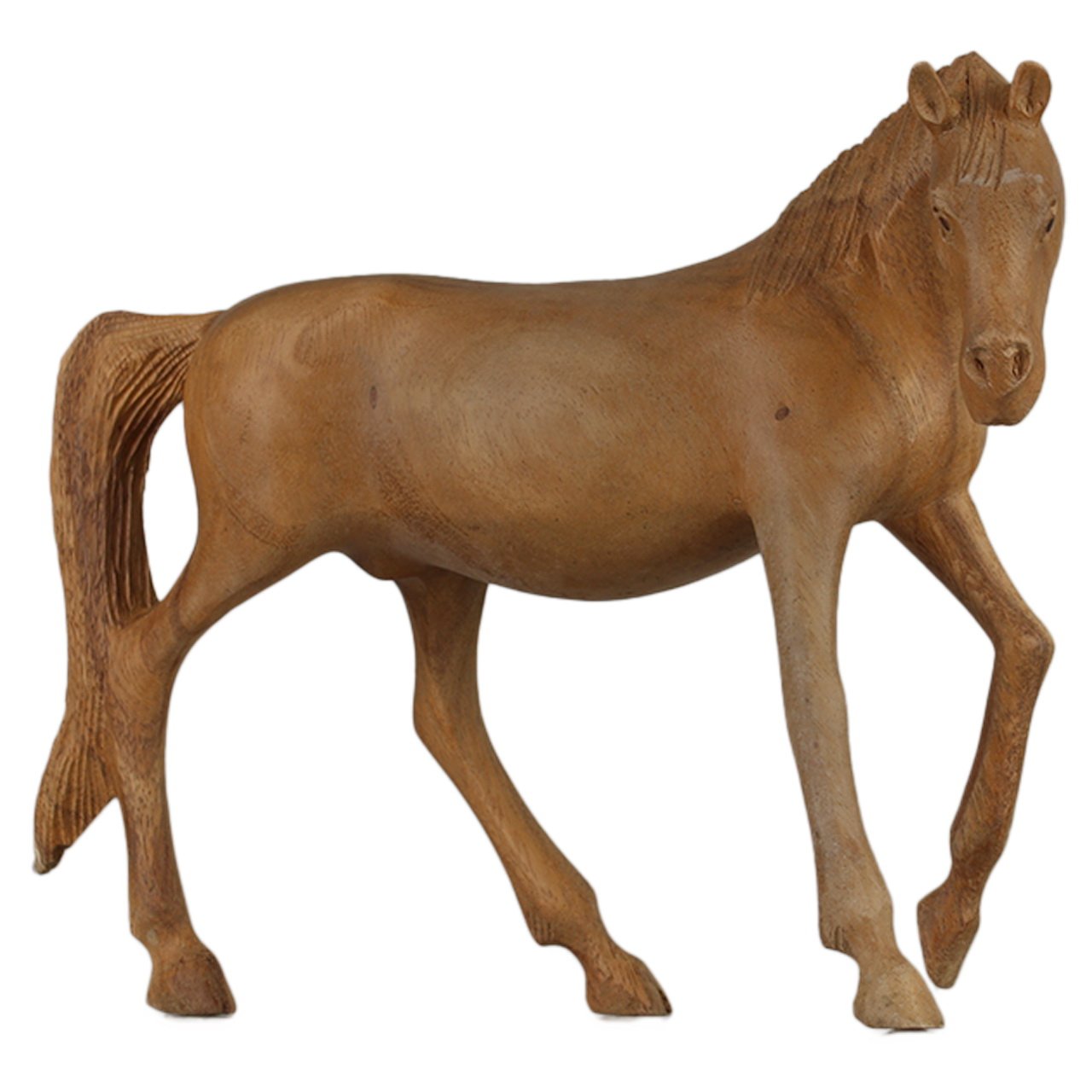 ART-CRAFT Holz-Pferd Schnitzerei aus Suar Holz 30cm