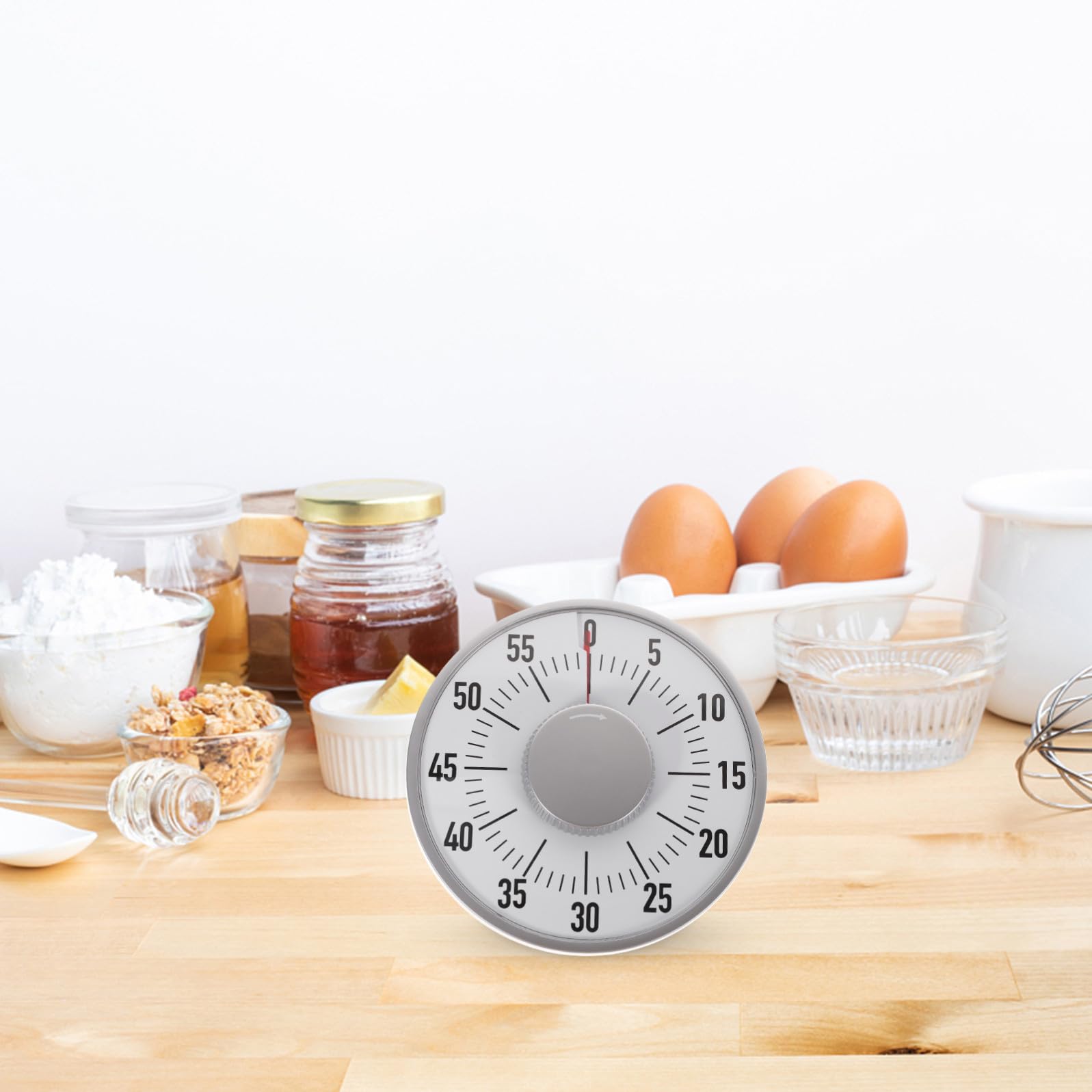 Minuteur Élève Carré en Plastique Abs Blanc Alarme | Compte à Rebours Mécanique, Rappel Cuisine et Exercice, Format 1 Pièce Pratique