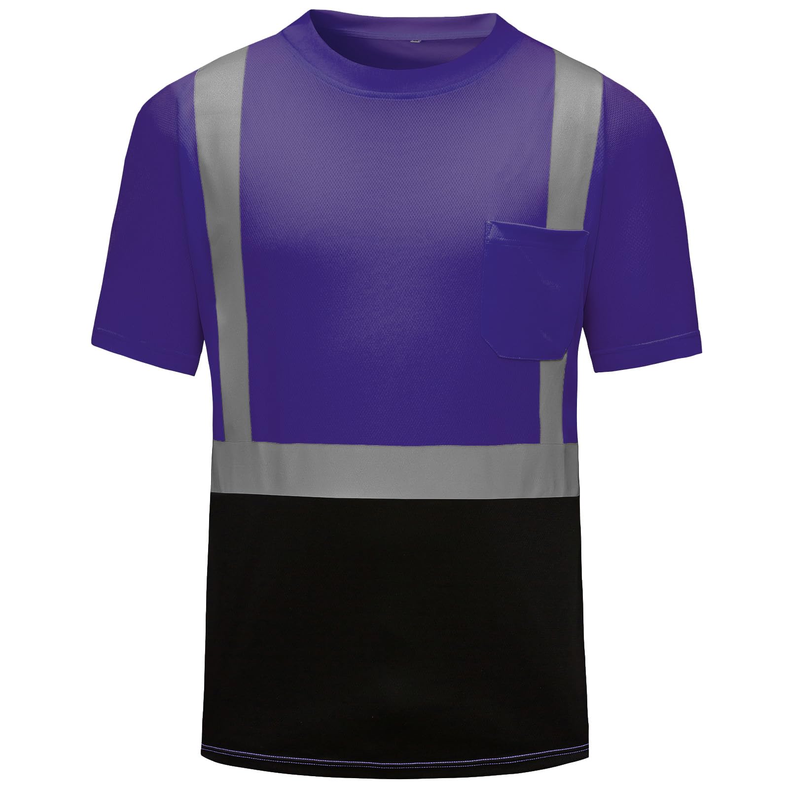 DPSAFETY High Visibility Shirts Quick Dry Safety T Shirts with Reflective Strips and Pocket Short Sleeve Mesh Hi Vis Construction Work Class 2 Shirt