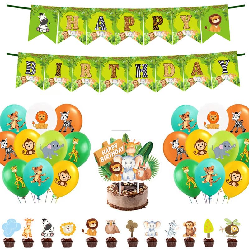 Amazon.co.jp: 動物 誕生日 飾り付けセット アニマル バースデー