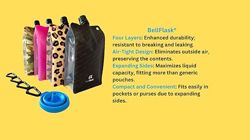 Miniatura 3 de BellFlask - Frasco de 15 onzas, patentado, flexible, sin metal, reutilizable, plástico, sin BPA con clip de mosquetón y embudo de llenado