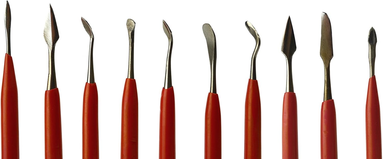 10 Piece Wax Carving Set w/Rubber Grips Jewelry Making Precious Metal Clay Ceramics Detailing Tool