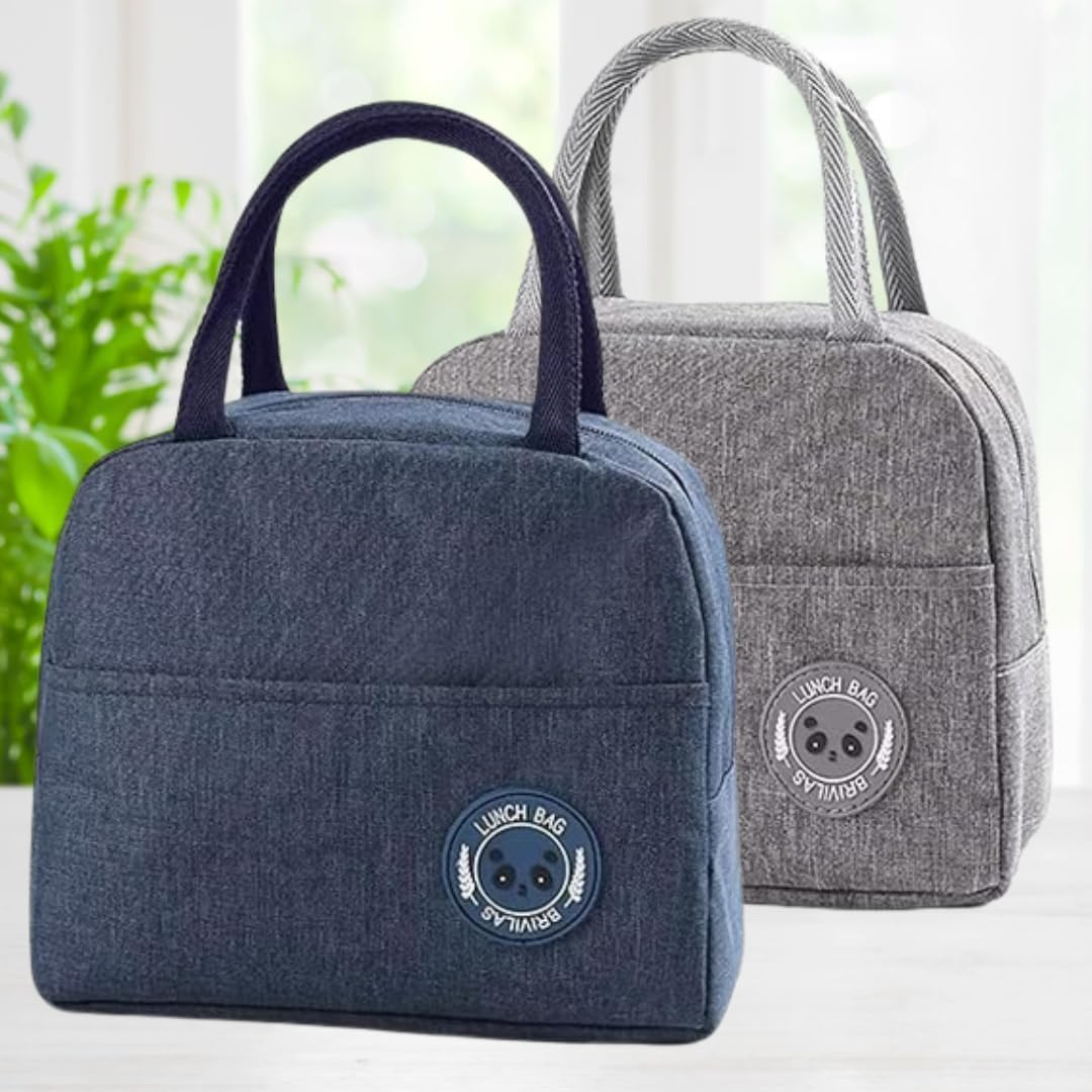 Milton Reusable Lunch Bag,Combo Pack Tiffin Bag for School, College, Office,Picnic Travels Waterproof Lunch Bag Insulated Lunch Bag with Handles, Ocean Fish and Arrow Print Design, Set of 2