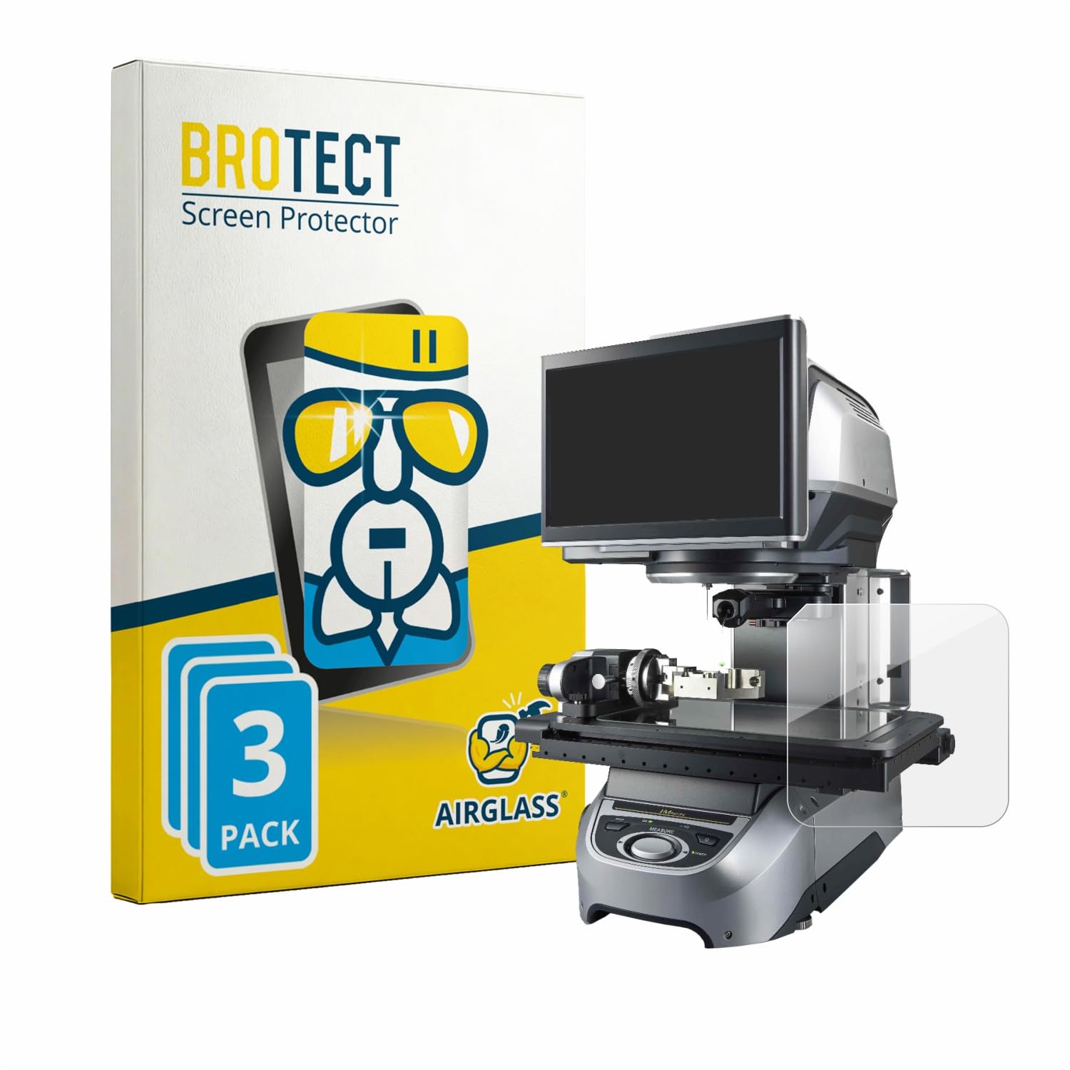BROTECT 3 Stück Schutzglas für Keyence IM-8020 Glasplatte Schutzfolie Panzer Folie Glas[Extrem Kratzfest 9H, Anti-Fingerprint, Ultra-Transparent]