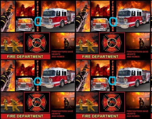 Fleece Fire Department Firemen Fire Fighters Trucks Fleece Fabric Print by The Yard A343.02HAS MIS-Spelling