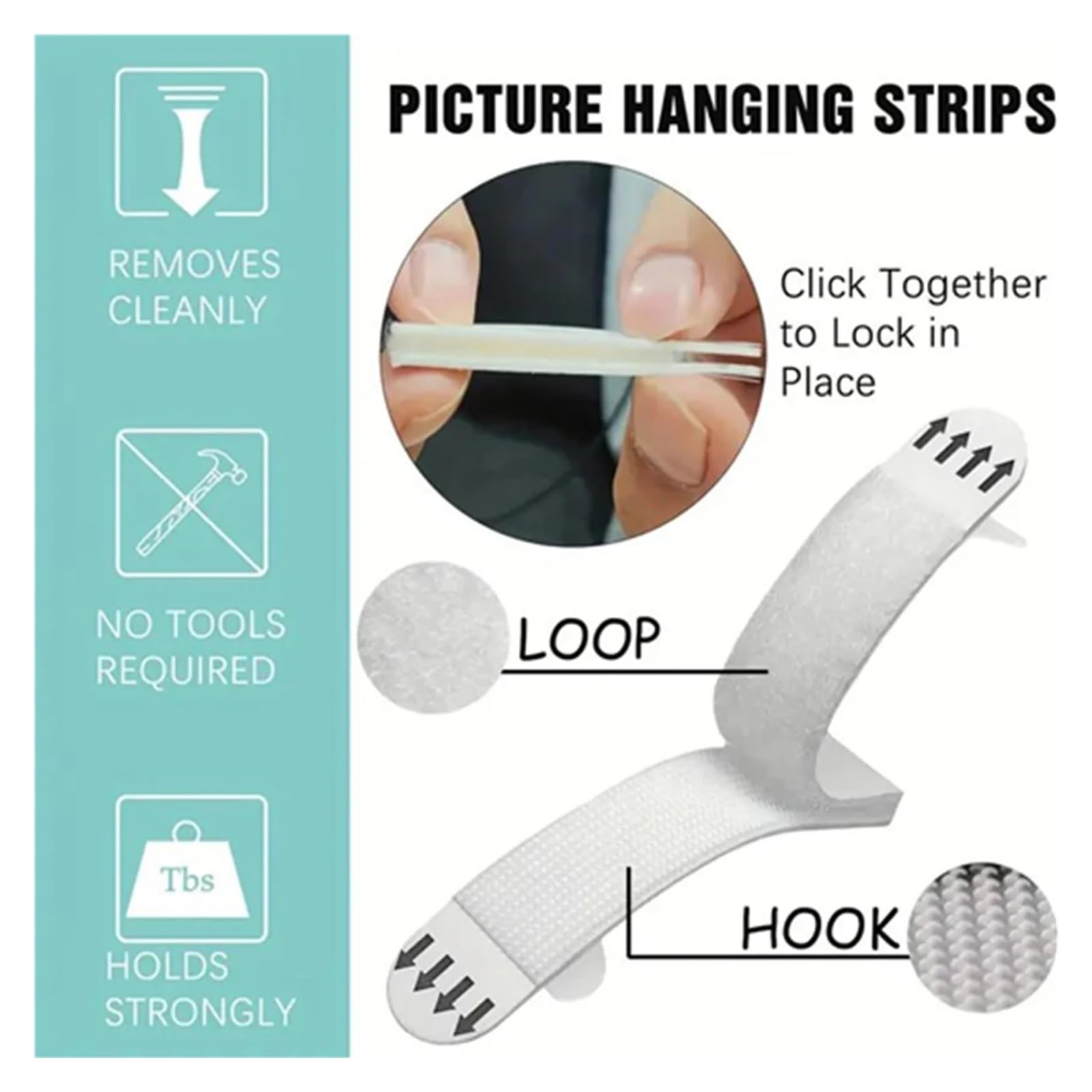 Tiras para colgar cuadros Tiras for colgar cuadros de alta resistencia, ganchos adhesivos for paneles yeso, marco extraíble sin perforación for decoración del hogar y la oficina(90pcs)