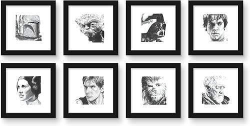 Trends International Gallery Pops Star Wars Saga - Classic Character Sketch Wall Art Bundle (8-Pack)
