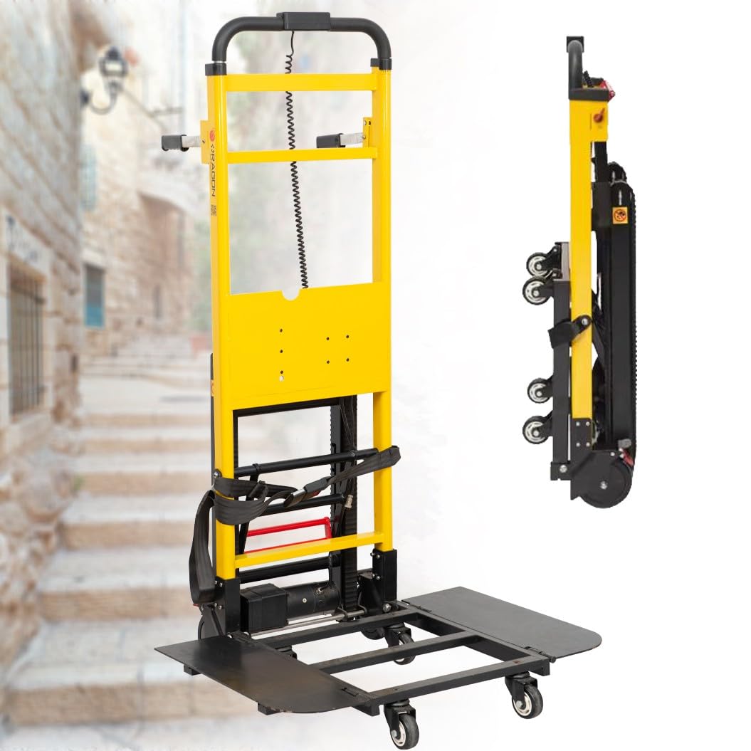 Carrello per carichi pesanti, carrello elettrico a mano con montascale, capacità di carico massima 200 kg, design pieghevole con binari in gomma per un facile trasporto