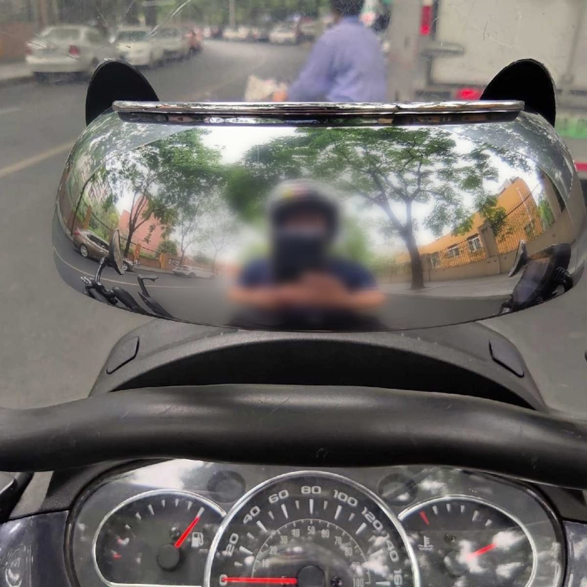 Grandangolare Specchietto per Moto, Universale Generale 180 Gradi Motorrad Retrovisore Olografico Sostituzione Staffa di Ricambio per Parabrezza Centrale