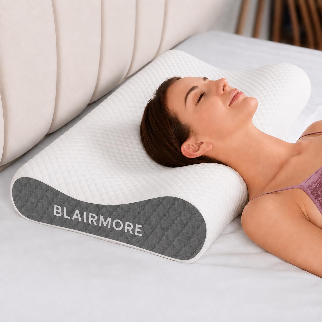 Blairmore Memory Foam Pillow,nek Pillow,Orthopedic Memory Foam Pillows Supports Neck Pain and Shoulder Pain for Sleeping, Ergonomic Cervical Pillow (Steel Grey)