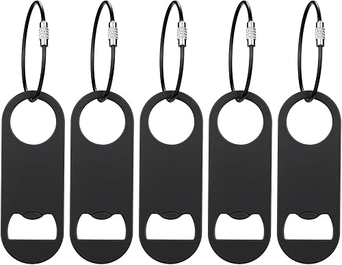 Paquete de 5 abridores de botellas planos de acero inoxidable con llavero, llave de barra, abrebotellas de cerveza para cocina, bar o restaurante