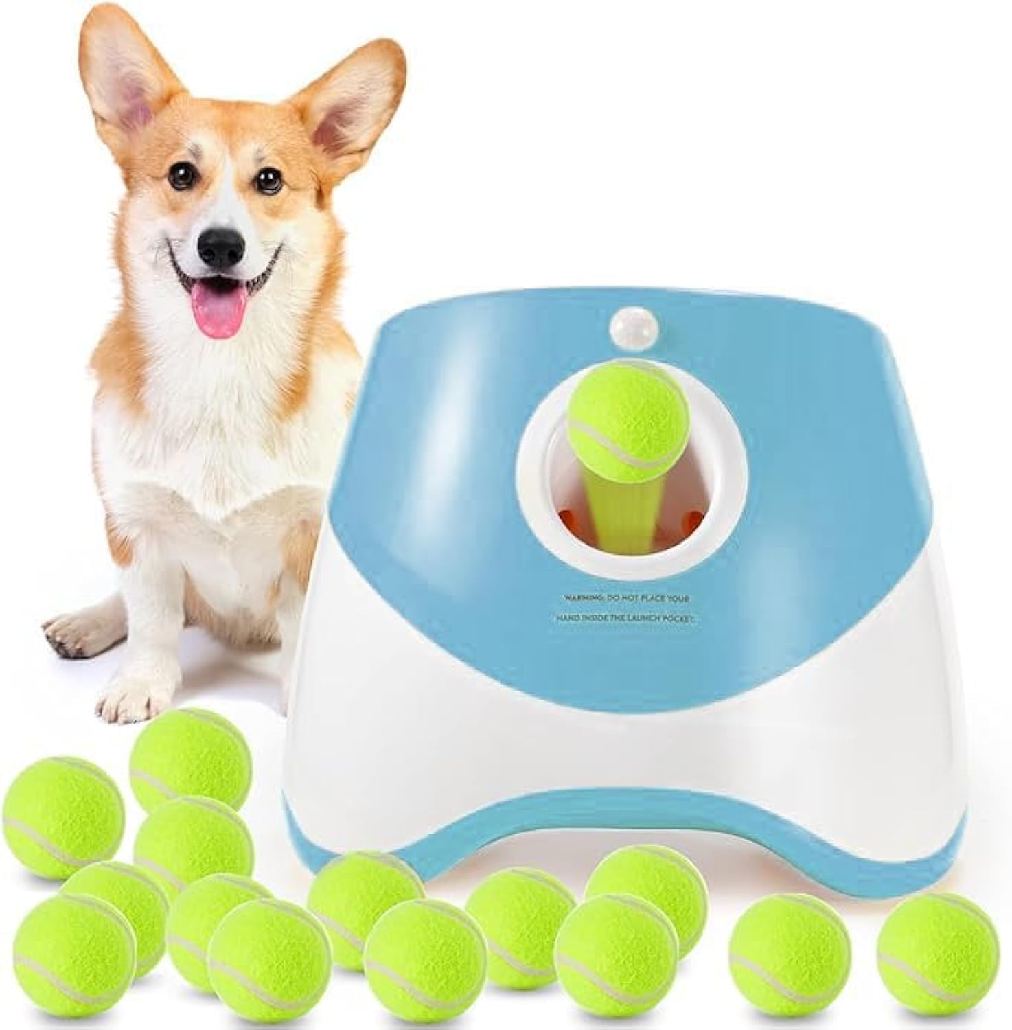 Lanzador de Pelotas para Perros,Lanza Pelotas Perro,Máquina Automático Juguete Interactivo Perro con 3 Pelotas de Tenis,Ajustables Anchos de Lanzamiento,Pelota Tenis para Perros Pequeños y Grandes，A