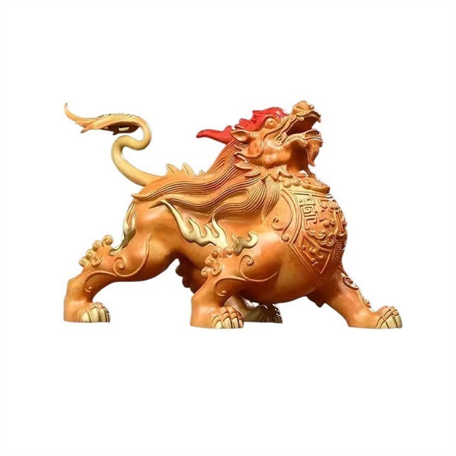 YNIYUJKL Feng Shui Buddha Statue Feng Shui Decorations Copper Crafts Vintage Beast Pixiu Decorative Ornaments With Wooden Base Desktop Decoration Ornaments,Left-S