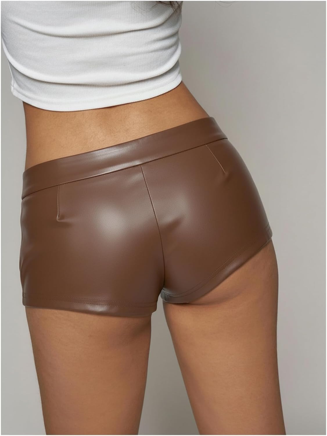 SweatyRocks Women's PU Leather Shorts Low Rise Sexy Rave Party Mini Shorts Hot Pants - Image 2