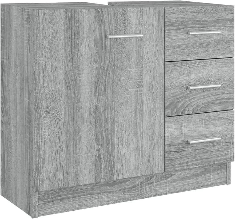 vidaXLSink Cabinet Grey Sonoma Engineered Wood Bathroom Under