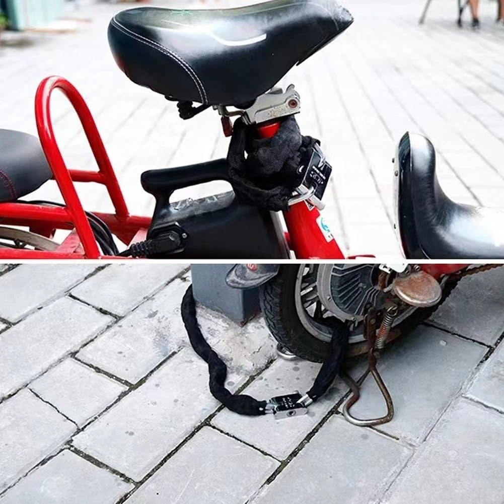 Sicherheitsschloss 1,2 m langes Motorradschloss, robuste Kette, Diebstahlschutz, langlebig, rostbeständig, Sicherheitsrad-Vorhängeschloss mit 3 Schlüsseln Motorrad Schlossketten