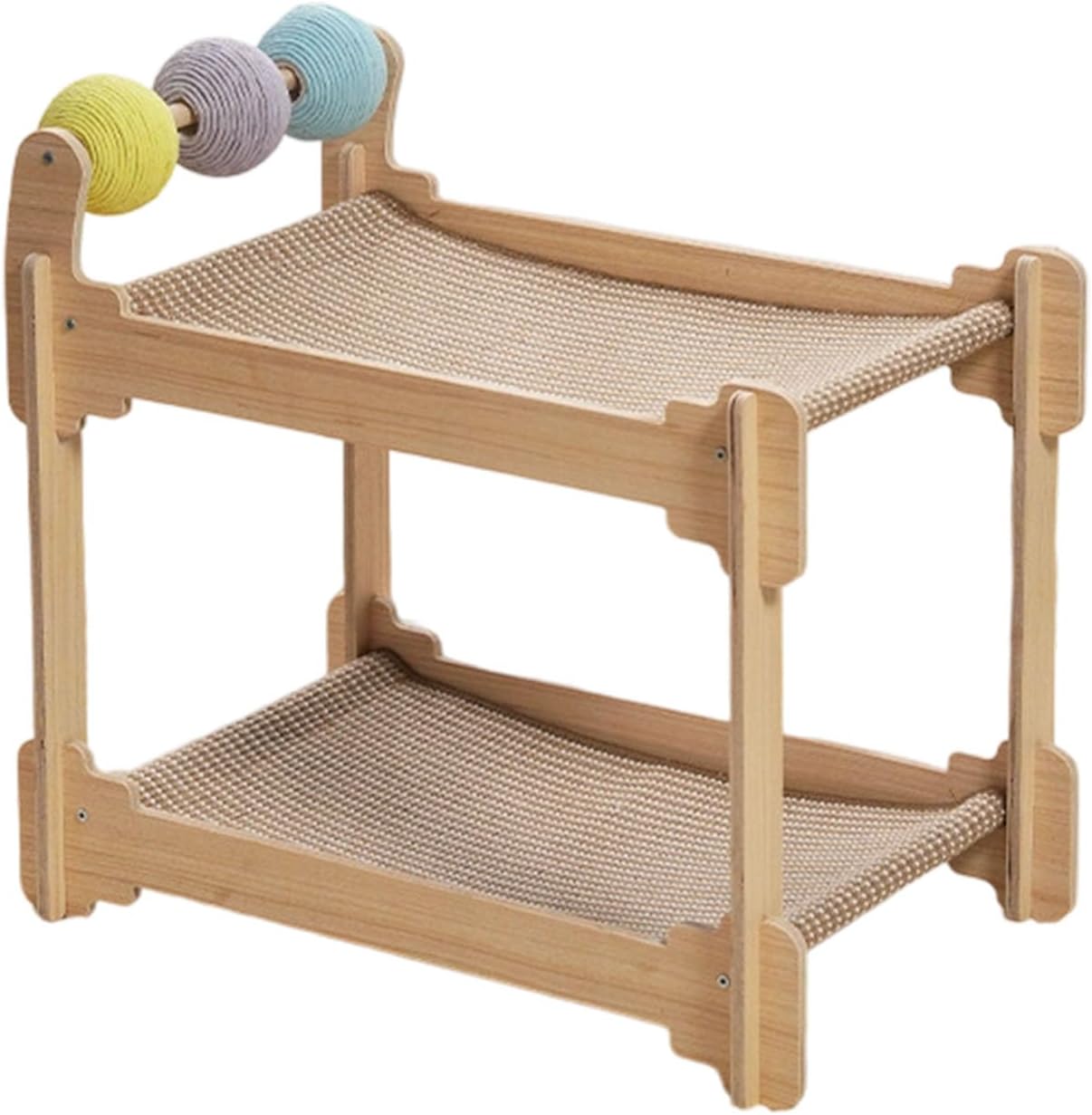 二重層キャッツタワー サイザル麻ポスト付き 木製構造 休憩ベッド 傷つきにくいポーズ 家庭用 家具プロテクター スクラッチャー