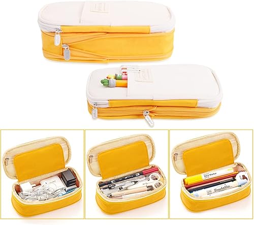 Miniatura 5 de Oyachic Estuche telescópico para lápices estético, estuche de lona para rotuladores, bolsa organizadora, cartucheras escolares para lapices adultos