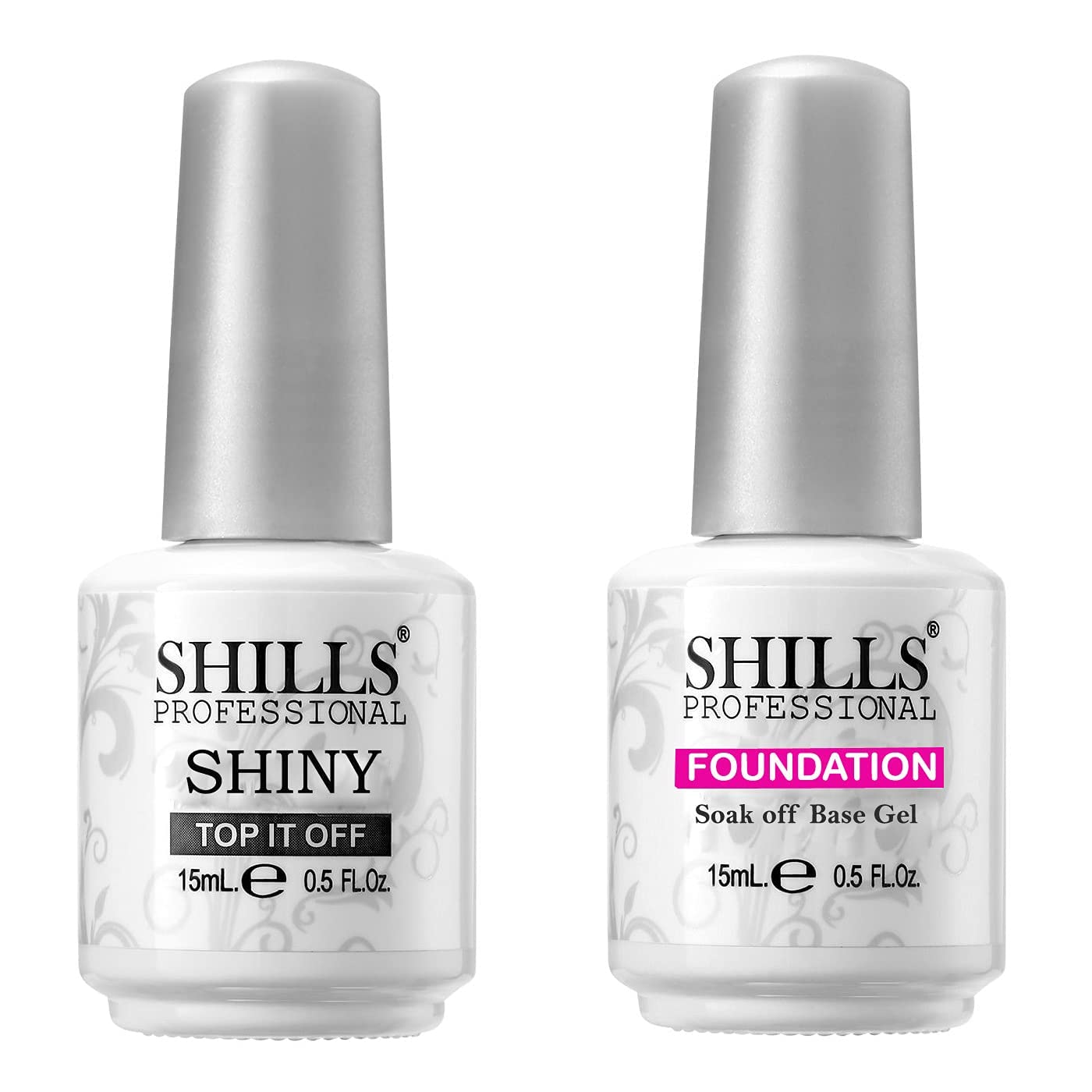 Base Coat and Top Shiny UV/LED Soak Off Gel Polish (Pack of 2)