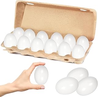 Chochkees Wooden Easter Eggs, White Wooden Eggs, 2.3" Inches (12-Pack)