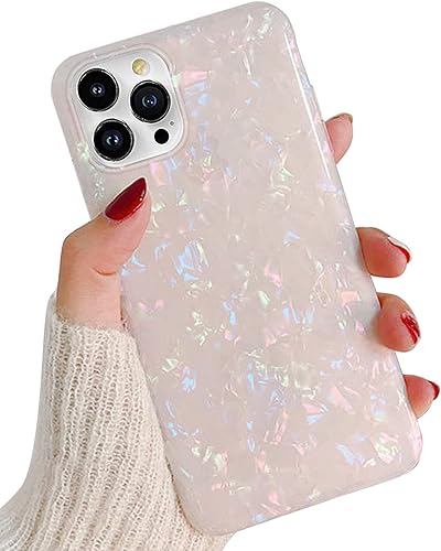 J.west Funda para iPhone 13 Pro de 6.1 pulgadas, brillante ópalo con purpurina translúcida, transparente, suave, TPU, ajuste delgado, funda