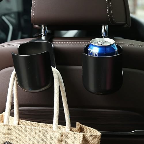 Miniatura 7 de Organizador de gancho para reposacabezas de asiento de automóvil con portavasos  Colgador universal de almacenamiento de vehículos para bolsos,