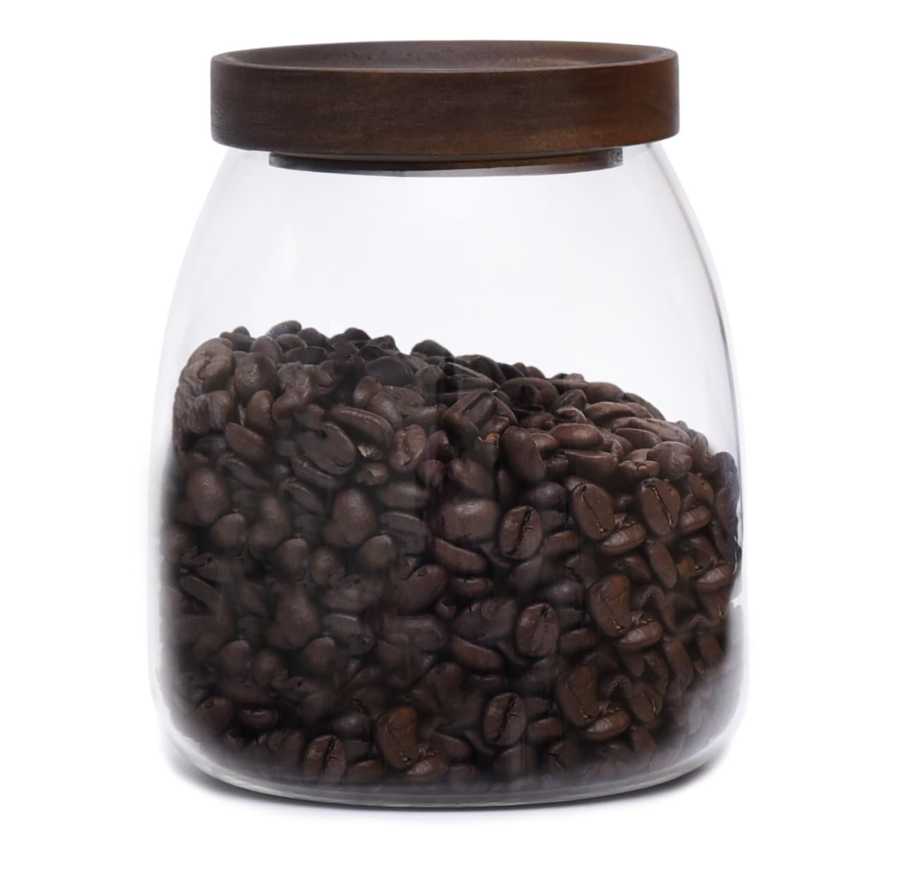 PreZervers Elegant Glass Food Jar with Wooden Lid - 33.8 Fl Oz (1000ml) - Airtight, Microwave & Dishwasher Safe - Perfect for Cookies, Spices, Tea,