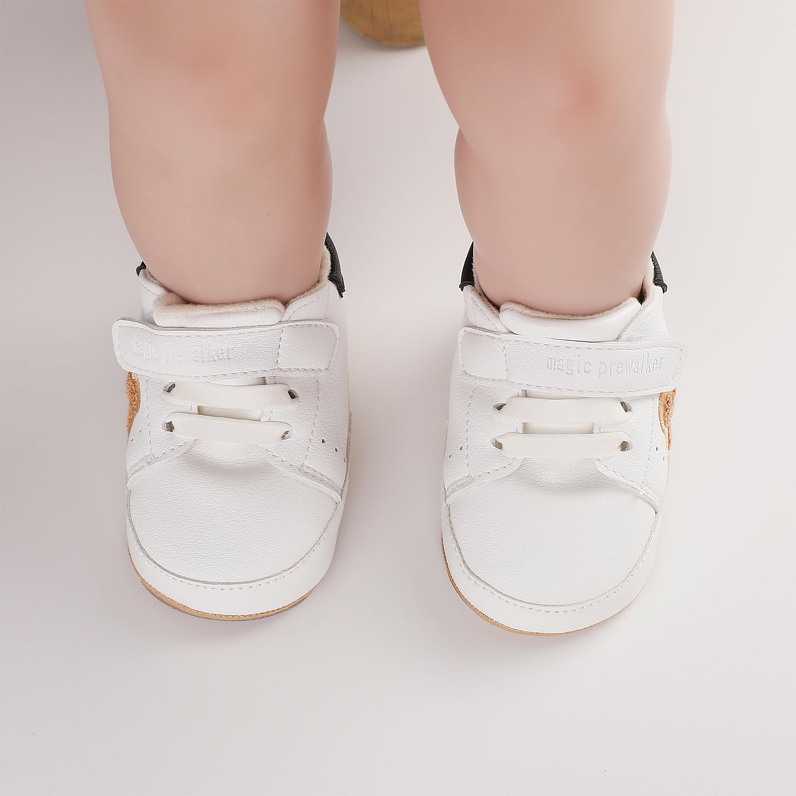 Infant Baby Boys Girls Moccasins Sneakers Bear Embroidery Soft Sole Flat PU Leather Anti-Slip Prewalkers Pram Toddler Trainers Run First Walker Shoes for 0-18 Months - 4