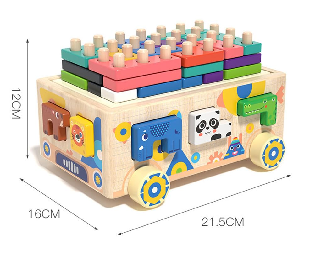 Macchinina Intelligente Montessori in Legno per Ordinamento delle Forme