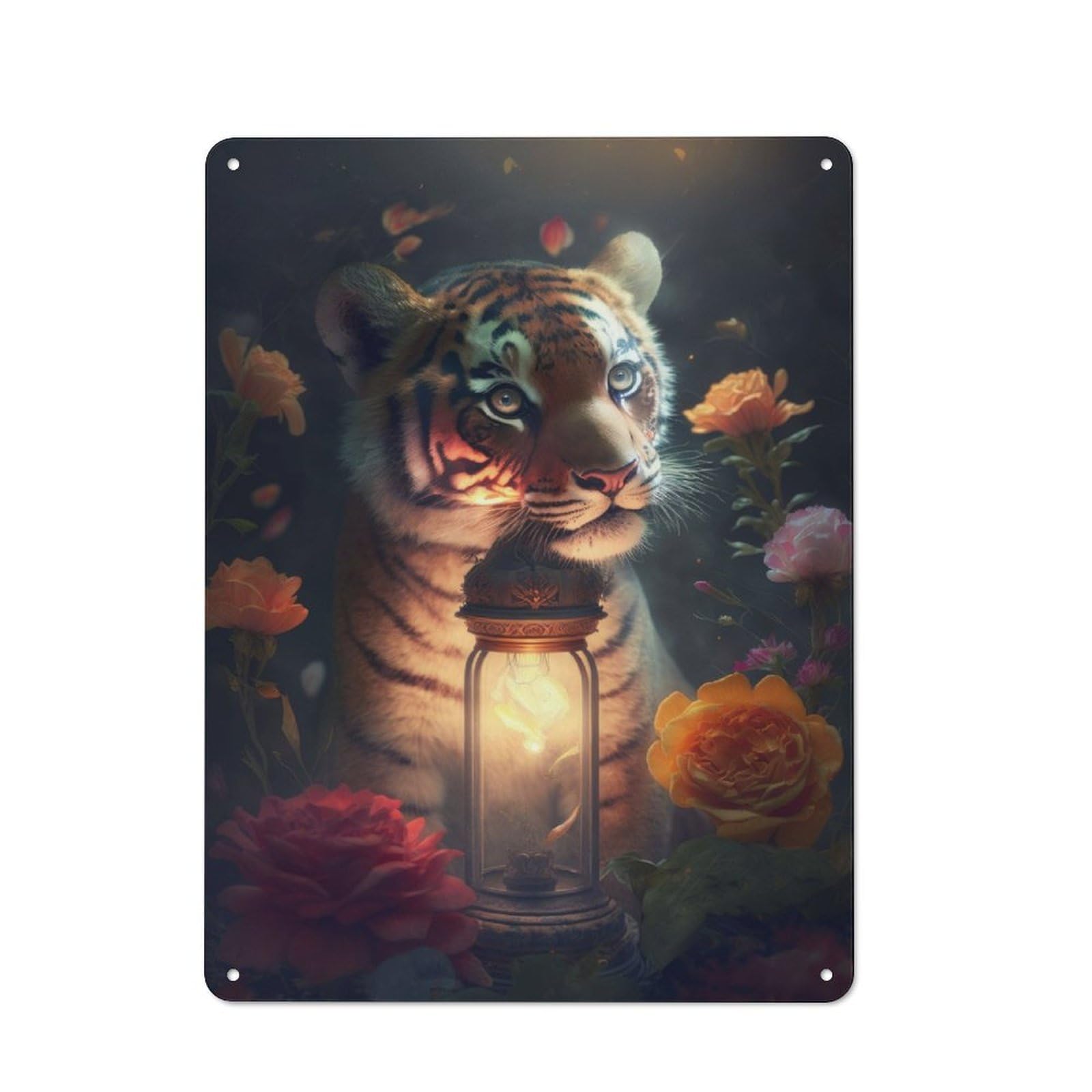Junmoney The Magical Tiger Cub Vintage Vintage Metal Sign 40X30cm Featuring Room Wall Plaque For Flat, Dorm Room, Lounge Or Cafe