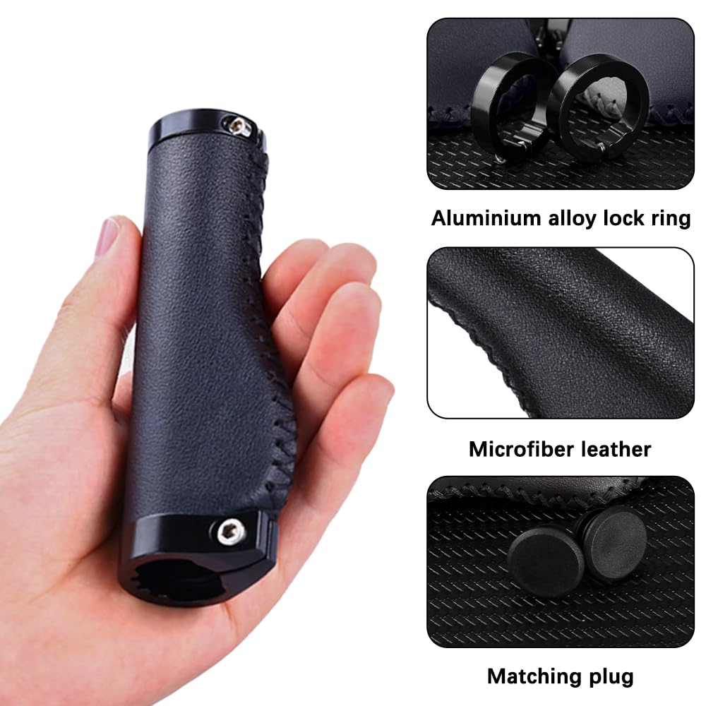 Puños Bicicleta MTB, Manillar Ergonómicos, Amortiguadores y Antideslizantes de Aluminio con Doble Cerradura para de MTB de 22 mm, Bicicleta Eléctrica, BMX, Bicicleta Plegable, etc