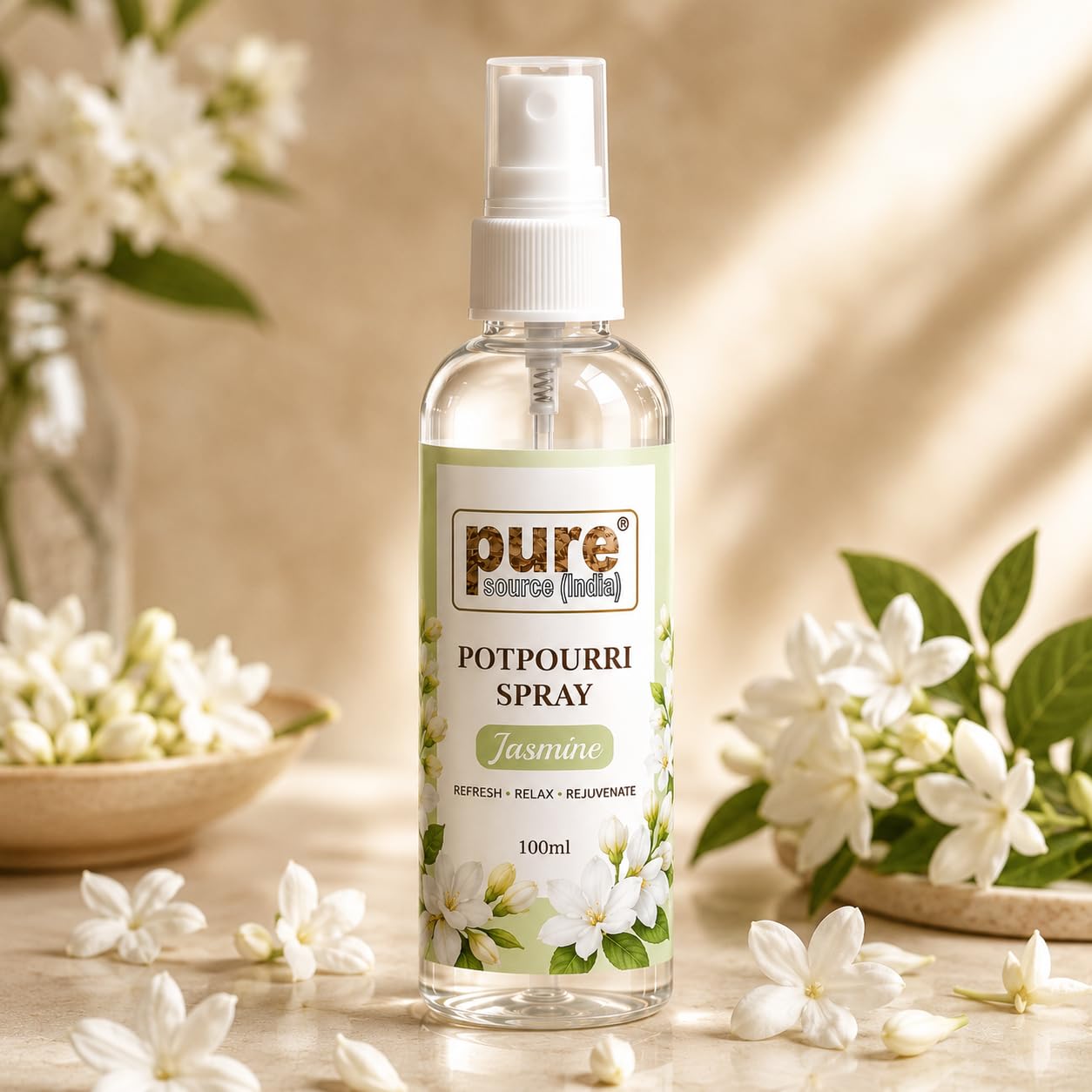 Pure Source India Jasmine Potpourri Spray 100ml | Floral Room Freshener Spray | Home Fragrance Mist for Potpourri, Bedroom & Living Room-image-1