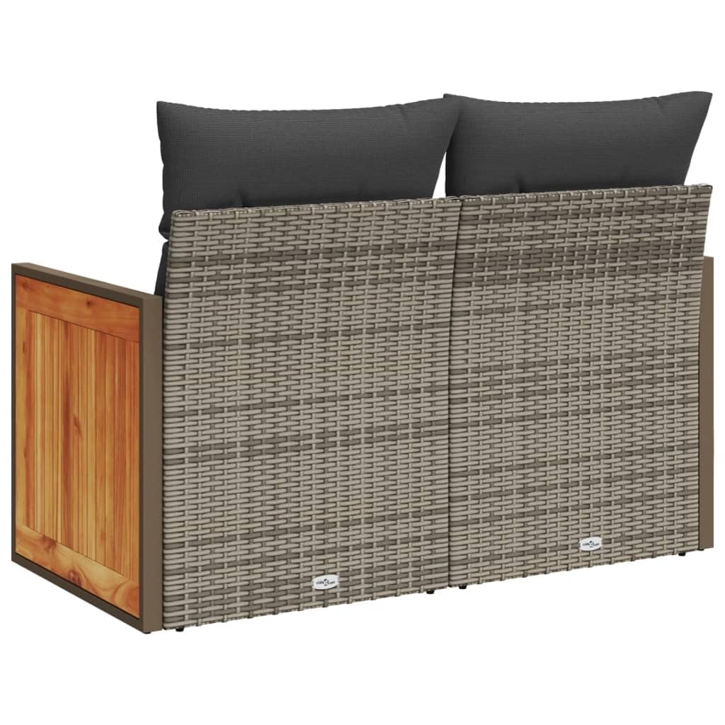 IKAYAA Divanetto da Esterno 2 Posti con Contenitore Divano da Giardino Salotto da Giardino in Polyrattan con Cuscini per Seduta e Schienale-Grigio-con Contenitore